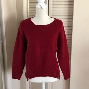 Boyfriend style red knitted sweater